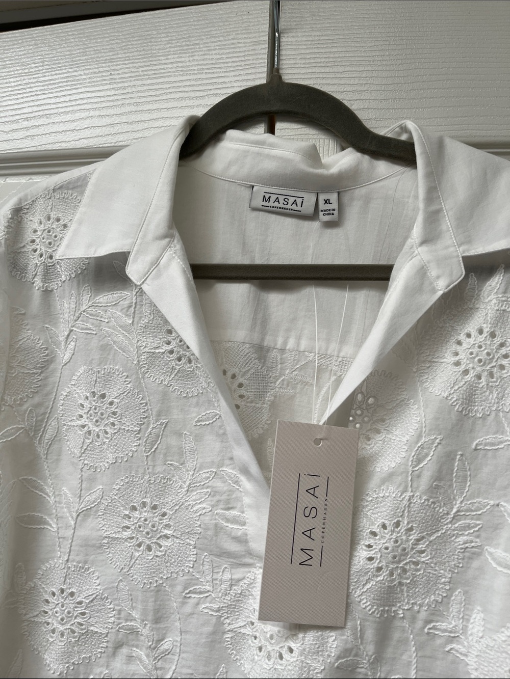Masai Copenhagen White Embroidered Collared Tunic